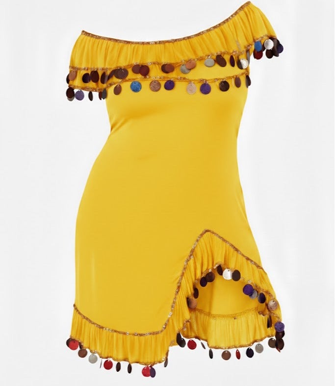 Alexandrian Oriental Galabeya, gold, one size  for women - Image 2